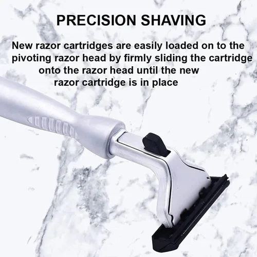 Miniatura 2 de Taconic - Maquinilla de afeitar cromada pesada de metal – Gillette® Atra-Compatible con doble hoja con 10 cuchillas Pivot Plus Personna, agarre
