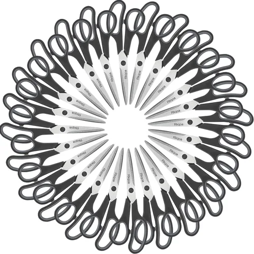 Miniatura 15 de Tijeras negras a granel, paquete de 6 tijeras resistentes de 8 pulgadas con cuchillas afiladas y cómodas manos diestras e izquierdas, para oficina