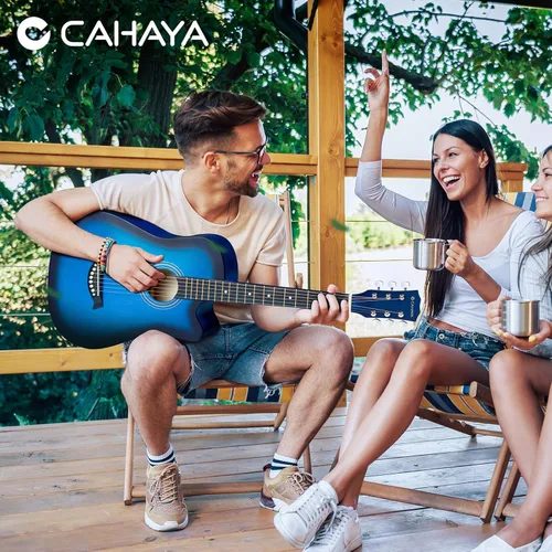Miniatura 6 de CAHAYA Guitarra acústica: Juego de iniciación de 96.5 cm con corte para principiantes, de madera, para niños, adolescentes y adultos, con bolsa