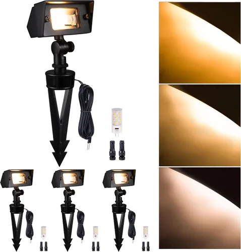 Miniatura 39 de Gardenreet Luz de Inundación de Bajo Voltaje para Exteriores - Luz LED de Lavado de Pared de Latón Sólido 12V, Paisajística de Cableado Fijo