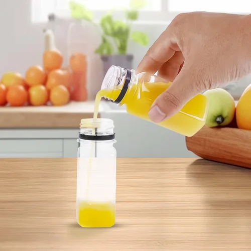 Miniatura 8 de OBKJJ 80 piezas de botellas de jugo de 2 oz, botellas de jugo con tapas reutilizables, botellas vacías transparentes con etiqueta, embudo, cepillo