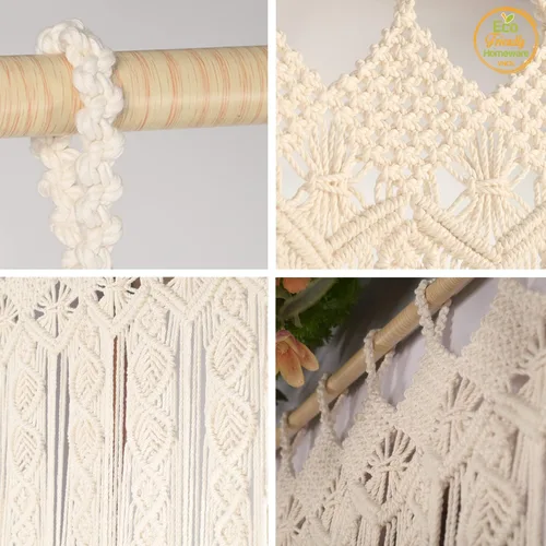 Miniatura 2 de Cortinas de Macramé para Puertas, Colgante de Pared de Macramé, Cortina de Puerta con Cuentas, Telón de Fondo Boho, Cuentas Colgantes para Puertas