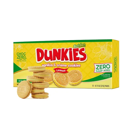 Miniatura 8 de Galletas de sándwich de chocolate keto ChocZero con crema - Galletas Dunkies bajas en azúcar y sin gluten (1 caja, 9 oz)