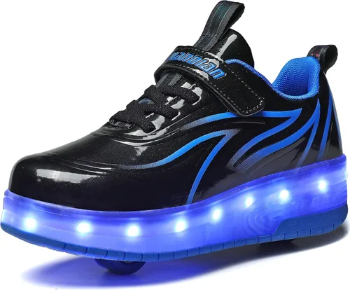 Miniatura 18 de HHSTS Zapatos para niños – Nuevos mejorados con ruedas zapatos de luz LED de colores patines rodantes brillantes zapatos de patinar regalos simples