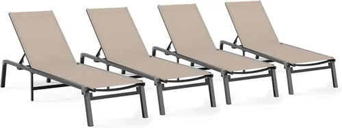 Miniatura 58 de Tumbona de Aluminio para Exteriores - Silla de Descanso Plegable y de Montaje Libre para Exteriores con 5 Respaldos Ajustables, Silla de Patio