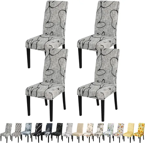 Miniatura 53 de JQinHome Juego de 8 fundas para sillas de comedor, fundas de alta elasticidad extraíbles y lavables, fundas protectoras de asiento para silla