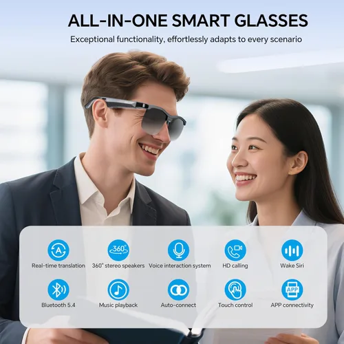 Miniatura 4 de Lentes inteligentes – Gafas Bluetooth para hombres con traducción de 160 idiomas con protección UV con chat GPT lentes inteligentes multifuncionales