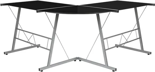 Miniatura 11 de Flash Furniture Ginny - Escritorio esquinero para juegos en forma de L para ahorrar espacio y estante para monitor, escritorio de computadora de 2