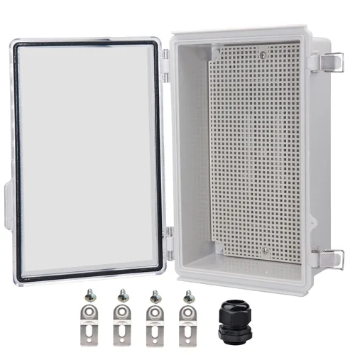 Miniatura 15 de Caja eléctrica impermeable, caja de conexiones IP67, pestillo de acero inoxidable, cubierta transparente con bisagras, carcasa para proyectos