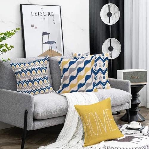 Miniatura 2 de Fukeen Home - Juego de fundas de almohada, geométricas, algodón y lino, decorativas, 18 x 18 pulgadas, diseño de estrellas de mar, árboles Página