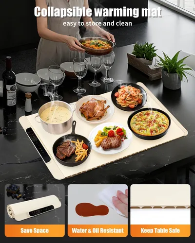 Miniatura 4 de Almohadilla de calentamiento de alimentos, bandeja de calefacción de silicona, adecuada para fiestas de buffet y uso diario en el hogar