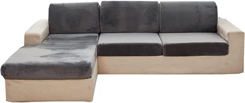 Miniatura 12 de Fundas elásticas de cojín para sofá, funda de cojín de terciopelo en forma de L para sofá chaise longue, funda de asiento de sofá seccional