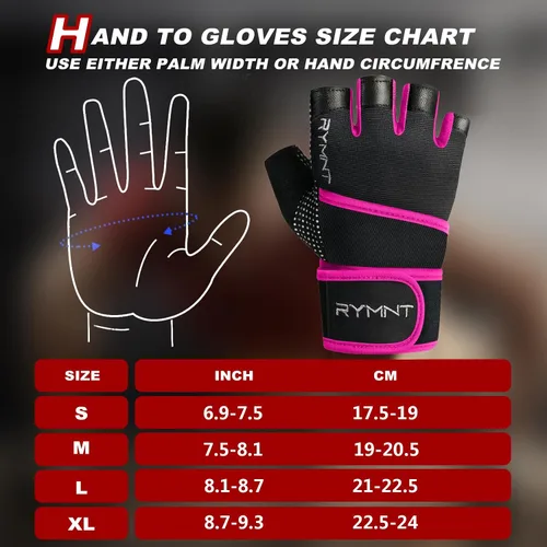Miniatura 4 de Guantes de entrenamiento RYMNT con soporte para muñeca, guantes para levantamiento de pesas con protección completa de la palma y agarre extra