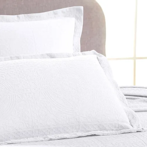 Miniatura 7 de Superior Juego de colcha de algodón Fleur De Lis, mantas cálidas, ropa de cama para todas las estaciones, decoración de dormitorio, colcha Blanco 03