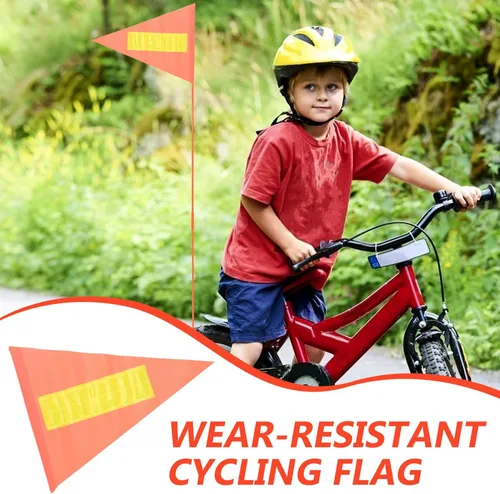 Miniatura 5 de GANAZONO Banderas de bicicleta, 5 unidades, bandera de seguridad para bicicleta, resistente al desgarro, resistente al agua, naranja, bandera