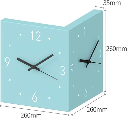 Miniatura 3 de KYOFIS Reloj de pared Corne de doble cara, reloj de pared de esquina luminoso con sensor con escala numeral, funciona con pilas, reloj de pared Azul