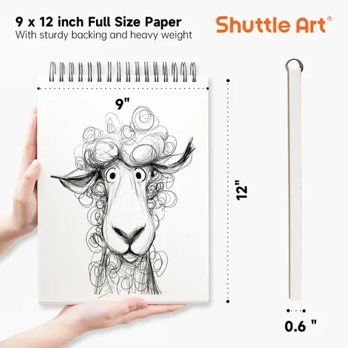 Miniatura 3 de Shuttle Art - Libros de bocetos para artistas, 9 x 12 pulgadas, 160 hojas de papel de boceto, ideal para dibujo y suministros escolares