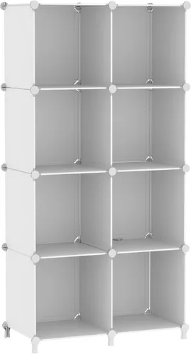 AWTATOS Organizador de almacenamiento de 8 cubos, estante organizador de armario, estantería, estantes de almacenamiento apilables para armario,