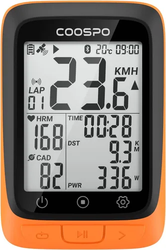 CooSpo Ordenador de Bicicleta Inalámbrico GPS, Ordenador de Ciclismo GPS con Rastreador de Bicicleta, Bluetooth/ANT+, Ordenador de Bicicleta