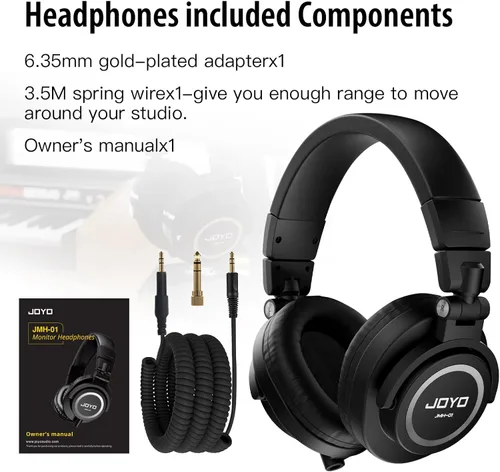 Miniatura 8 de JOYO - Auriculares de monitor de estudio con cable para grabación de audio, auriculares de diadema para mezclador, amplificador, podcast, teclado