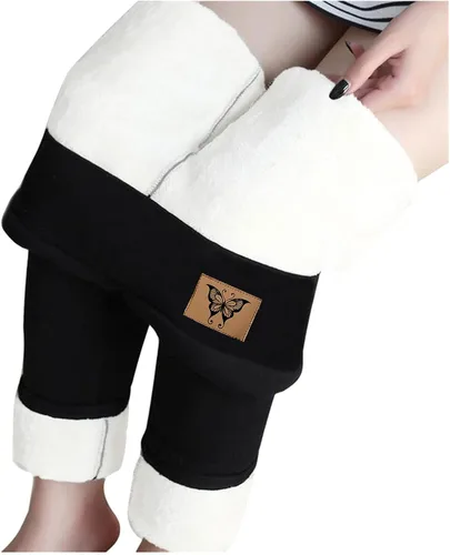 Miniatura 2 de Pantalones deportivos cálidos con forro de sherpa para mujer, de cintura alta, con forro polar, pantalones largos gruesos para exteriores