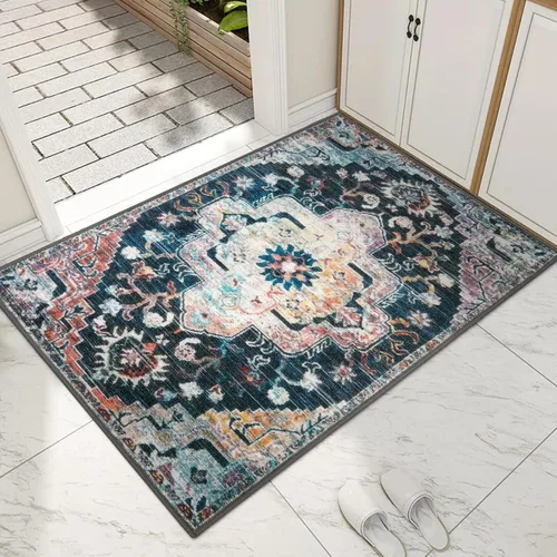Miniatura 18 de Collive Tapete lavable para puerta de interior, antideslizante, alfombra de entrada retro de 20 x 32 pulgadas, tapete de entrada de absorción Multi