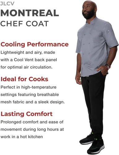 Miniatura 3 de Chef Works Abrigo de chef Montreal Cool Vent para hombre