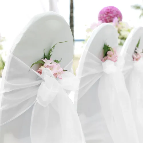 Miniatura 10 de 50 bandas de organza para silla para decoración de bodas, banquetes, fiestas, eventos, suministros para silla, lazos para sillas, bandas de Rosa