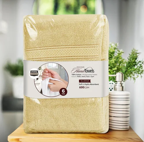 Miniatura 7 de Utopia Towels- Paquete de 6 toallas de mano prémium, 100% algodón hilado en anillo, ultrasuaves y altamente absorbentes, 18 oz/m2 (600 g/m2), 16 x