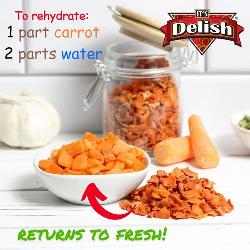 Miniatura 2 de Its Delish - Zanahorias secas de 36 onzas (2.25 libras) Contenedor de zanahorias picadas deshidratadas Dados de zanahoria para sopas de verduras