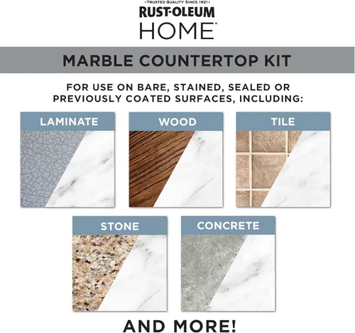 Miniatura 4 de Rust-Oleum 369548 - Kit de revestimiento para encimera de mármol para el hogar, 72 onzas líquidas, negro
