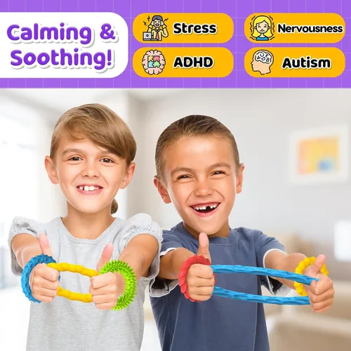 Miniatura 5 de Juguetes Sensoriales Fidget para Niños y Adultos - Paquete de 4 Pulseras Fidget Elásticas Juguetes Sensoriales de Textura y Calmantes para Autismo