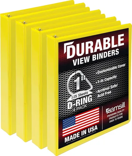 Miniatura 69 de Samsill Carpeta duradera de 1.5 pulgadas, fabricada en los Estados Unidos, carpeta de anillos en D, carpeta transparente personalizable, color rojo