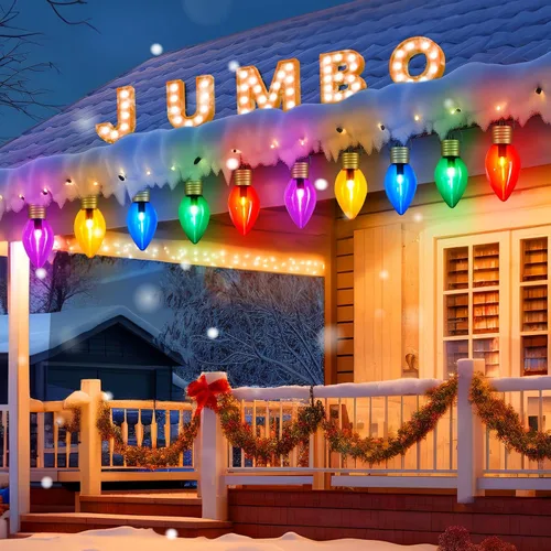 Miniatura 15 de Strawberry Jumbo C9 Luces de Camino de Navidad para Exteriores - 8.5 Pies 5 Luces LED C9 de Navidad, Luces C7 Cubiertas Jumbo Multicolor Luces