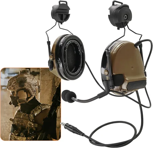 Miniatura 3 de HEARFALCOM Comta III Auriculares Tácticos para Casco Adaptador de Riel ARC Soporte de Disparo con Cancelación de Ruido