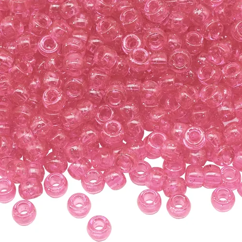 Miniatura 19 de 1000Pcs Cuentas de Pony 9mm Verde Plástico Barril Cuentas de Pony para Collar, Cuentas de Pelo para Trenzas, Cadena de Llavero, Fabricación