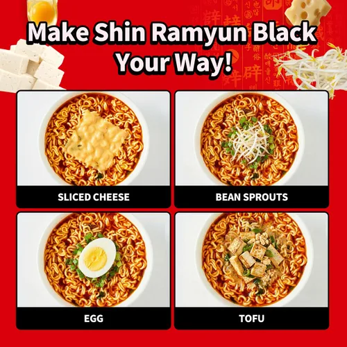 Miniatura 7 de Nongshim Taza de fideos Ramen instantáneos Shin Black Premium, paquete de 6, verduras gruesas y carne de res real, mezcla de sopa de ramen