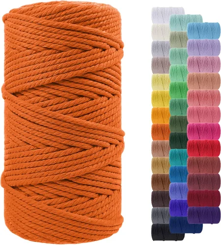 Miniatura 75 de Cuerda de macramé de 0.079 in para 219 yardas, cuerda de algodón natural para manualidades, hilo de cuerda de macramé de colores para colgar