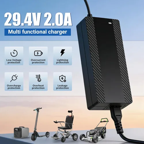Miniatura 2 de Cargador de scooter eléctrico de 29.4V 2A para batería de litio de 24 V, cargador inteligente 5 en 1 compatible con Gotrax, Jetson, Razor, Swagtron