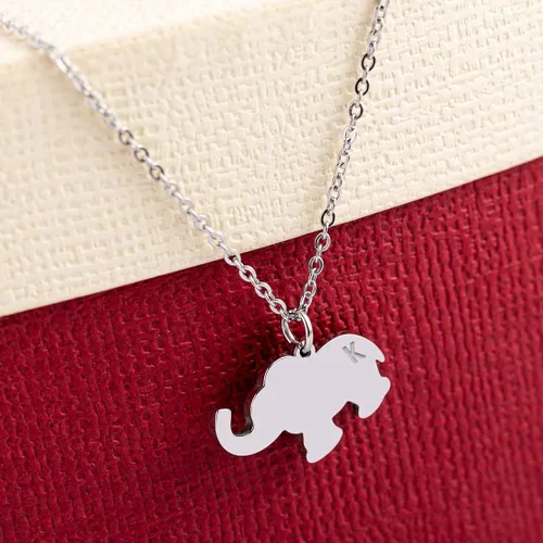 Miniatura 2 de Meibai Collares de elefante de la suerte con inicial delicado collar de elefante de acero inoxidable regalo para mujeres y niñas amantes
