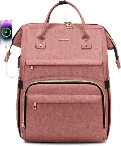 Miniatura 30 de LOVEVOOK Mochila para laptop para mujer con bolsillo gigante para vasos, mochila de viaje impermeable de 15.6 pulgadas, bolsa de computadora