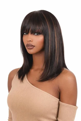 Miniatura 18 de Peluca de cabello humano lacio rubio 613 de 15 pulgadas con flequillo, sin pegamento, sin encaje frontal, Yaki Bob para mujer