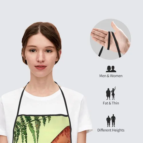 Miniatura 7 de Delantal ajustable impermeable para hombres y mujeres, cocina, hornear, jardinería, trabajo, babero Lindos dinosaurios de acuarela.
