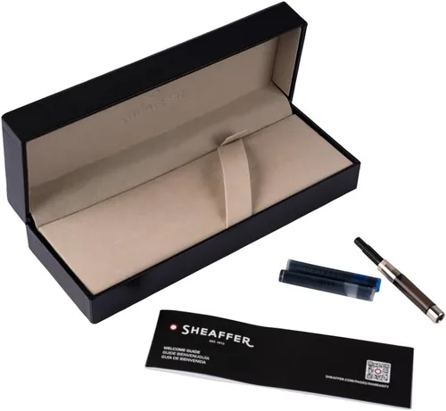 Miniatura 3 de Sheaffer Pluma estilográfica de laca azul brillante 300 con ribete cromado y punta mediana Ribete azul/cromado