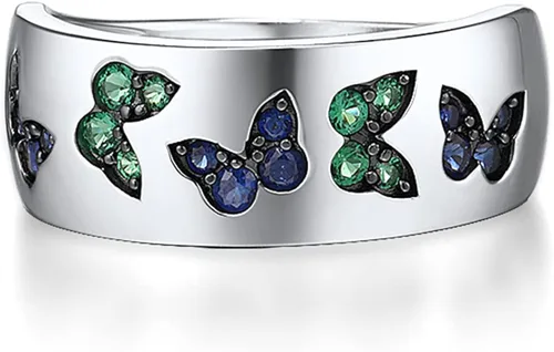 Miniatura 2 de Santuzza Anillo de plata de ley 925 con patrón de piedras preciosas para mujer, Plata de ley