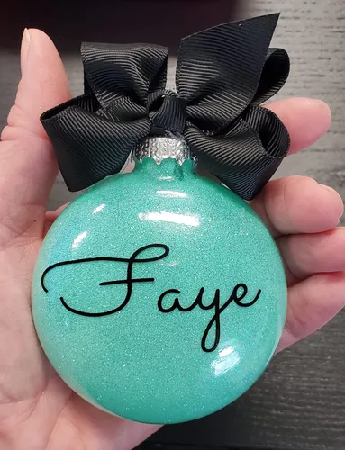 Miniatura 5 de Adorno de Navidad personalizado relleno de purpurina hecho a medida, regalo ideal para fiesta de intercambio de regalos de oficina (Aqua)