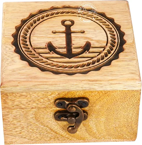 Miniatura 53 de Urna de madera antigua hecha a mano con grabado del árbol de la vida tallada a mano para mujeres y hombres, joyas Acentos de decoración del hogar
