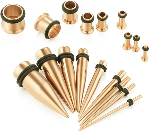 Miniatura 17 de vcmart 14G-00G - Kit de estiramiento de 36 piezas de calibre de oído, tapones cónicos, ojales, acero de grado de implante