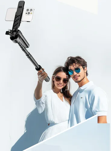 Miniatura 9 de Trípode para selfie de seguimiento automático de 70 pulgadas, rotación de 360°, soporte de trípode extensible para teléfono para selfies, grabación