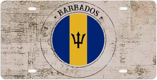 Placa de matrícula vintage de Barbados con bandera de Barbados, placas decorativas de metal para autos, bandera nacional de Barbados, recuerdo de